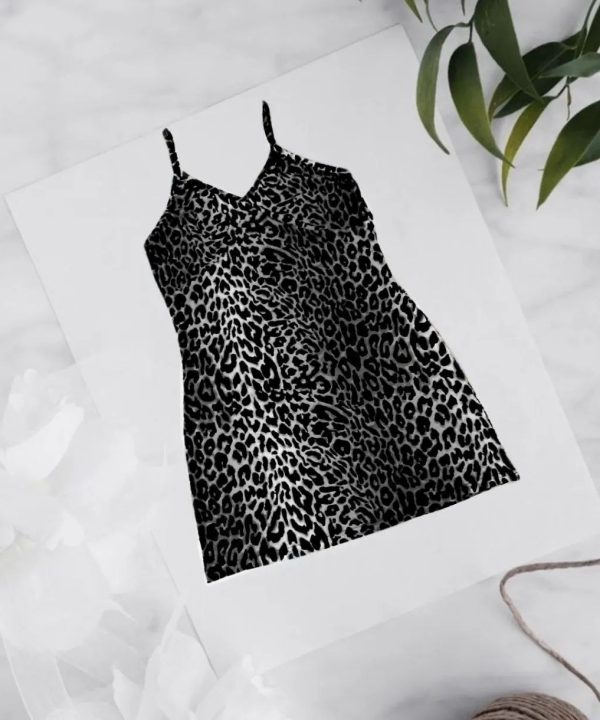 لباسخواب پلنگی بیگ سایز- لباس خواب دنیرا- 71754- leopard dress plus size