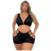 ست دوتکه شورت و سوتین مشکی باز بیگ سایز-71733- sexy bikini lingerie- شورتک بندی زنانه سایز بزرگ
