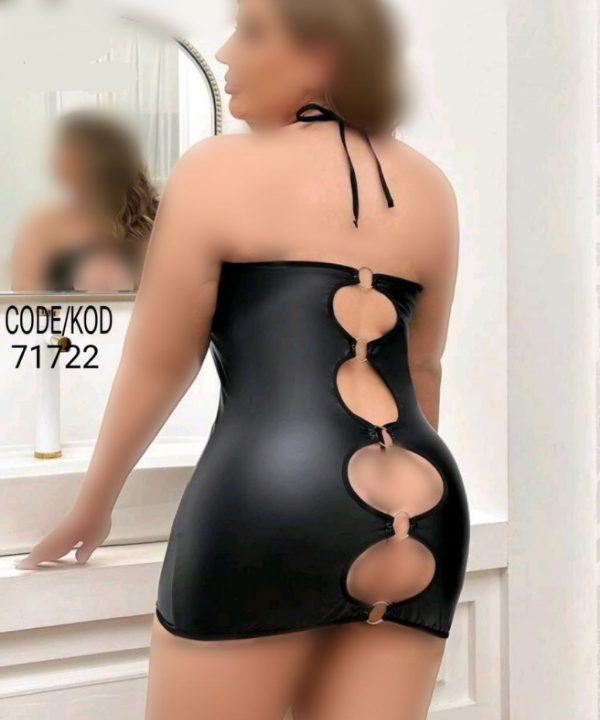 لباسخواب لاتکس چرم زنانه بیگ سایز- 71722- sexy latex leather lingerie- لباس زنانه لاتکس چرم مشکی سایز بزرگ