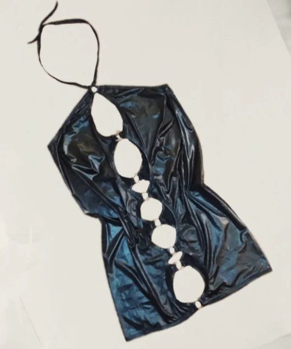لباسخواب لاتکس چرم زنانه بیگ سایز- 71722- sexy latex leather lingerie- لباس زنانه لاتکس چرم مشکی سایز بزرگ