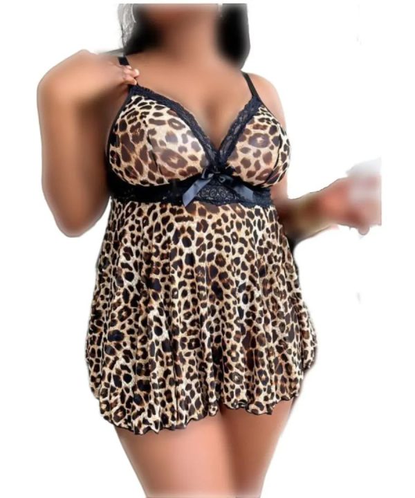 لباسخواب پلنگی زنانه بیگ سایز-R1098- sexy leopard lingerie- لباس زنانه پارچه پلنگی سایز بزرگ
