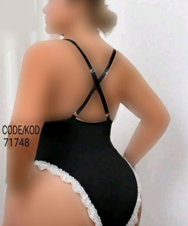 بادی توری سفید مشکی منگوله دار بیگ سایز دنیرا-لباسخواب زنانه سایز بزرگ دنیرا-71748-sexy lingerie- lace night gown