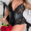 بادی چرم مشکی- بادی تور مشکی بیگ سایز- بادی چرم و تور مشکی بیگ سایز-لباسخواب سایز بزرگ دنیرا-71762- sexy body lingerie lace leather plus size- night gown big size