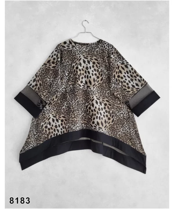 تونیک مجلسی پلنگی بیگ سایز- لباس دنیرا سایز بزرگ-8183- leopard dress plus size