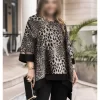 تونیک مجلسی پلنگی بیگ سایز- لباس دنیرا سایز بزرگ-8183- leopard dress plus size