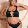 ست دوتکه شورت و سوتین مشکی سه بند بیگ سایز-لباسخواب زنانه سایز بزرگ دنیرا-71746- sexy bikini- sexy lingerie- night gown