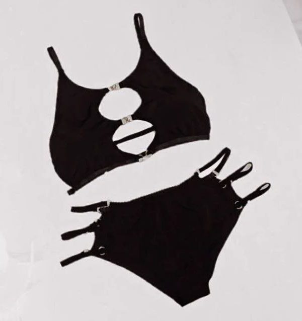 ست دوتکه شورت و سوتین مشکی سه بند بیگ سایز-لباسخواب زنانه سایز بزرگ دنیرا-71746- sexy bikini- sexy lingerie- night gown