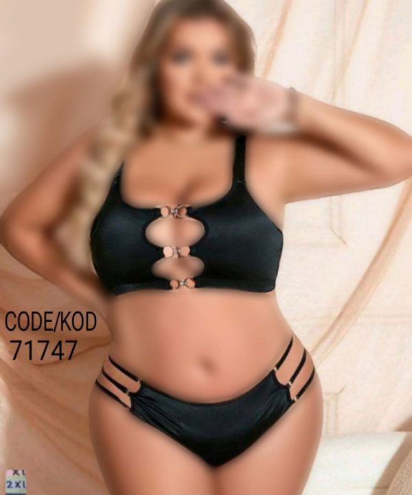 ست دوتکه شورت و سوتین مشکی سه بند بیگ سایز-لباسخواب زنانه سایز بزرگ دنیرا-71746- sexy bikini- sexy lingerie- night gown