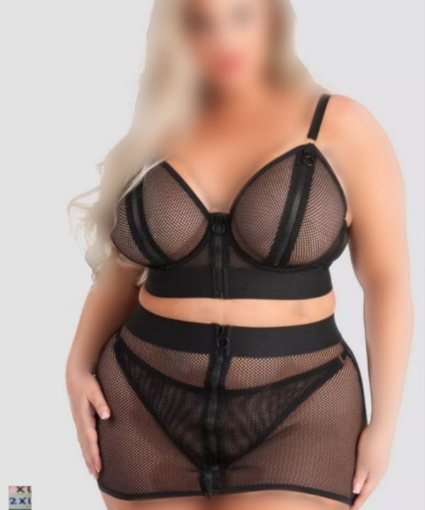 ست دوتیکه-لباسخواب تو مشکی زنبوری بیگ سایز-71932-sexy lingerie lace- لباس خواب تور مشکی سایز بزرگ