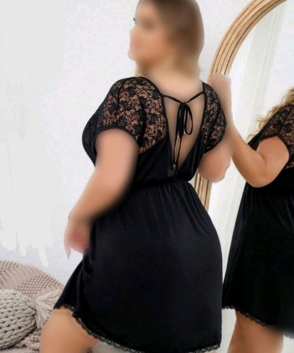 لباسخواب مشکی جودون بیگ سایز-لباس دنیرا سایز بزرگ-71765- لباس توری سایز بزرگ-big size dress