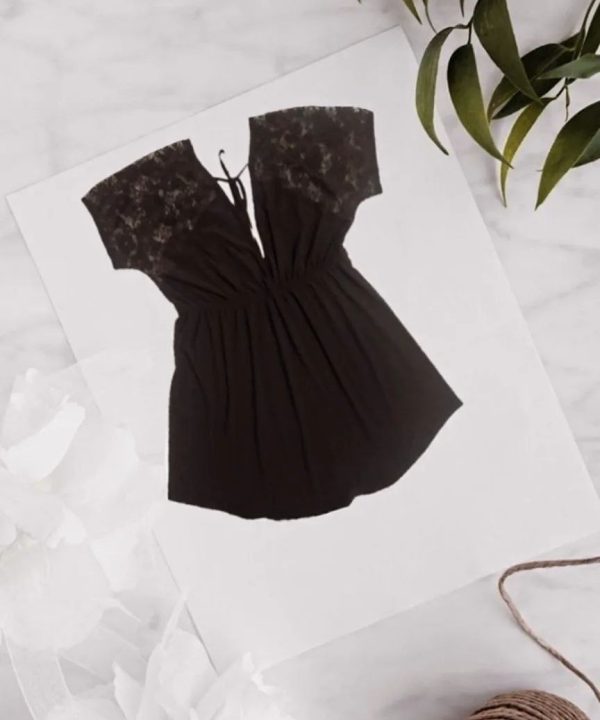 لباسخواب مشکی جودون بیگ سایز-لباس دنیرا سایز بزرگ-71765- لباس توری سایز بزرگ-big size dress