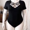 بادی مهمونی سایز بزرگ-بادی سایز بزرگ-بادی زنانه بیگ سایز-لباس یقه ضربدری-72010-black body dress women