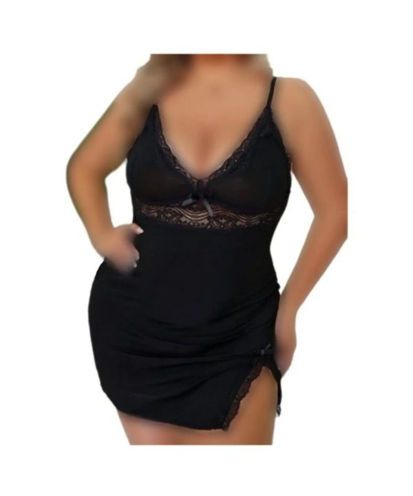 لباسخواب مشکی تور زنانه بزرگ سایز-71789- sexy lingerie- nightgown- لباس زنانه سایز بزرگ دنیرا