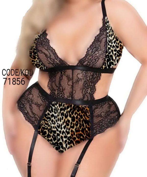 بادی فانتزی تور بیگ سایز-بادی پلنگی سایز بزرگ-لباسخواب دنیرا-71856-leopard lace lingerie- sexy body