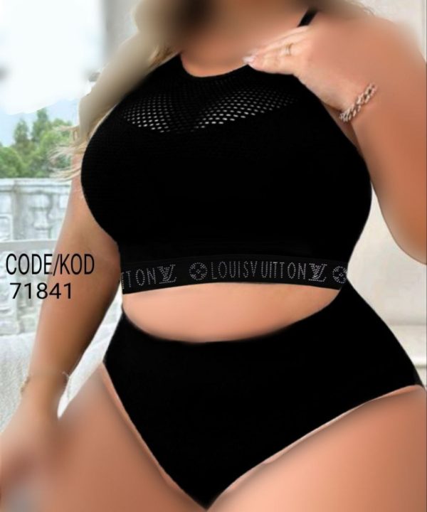 ست دو تکه زنبوری فیشنت بیگ سایز- لباس دنیرا-71841-لباسخواب تور مشکی- lace lingerie