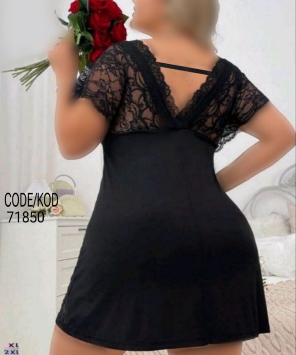 لباسخواب بیگ سایز مشکی بغل تور-لباس خواب سایز بزرگ مشکی تور-لباس دنیرا-71850