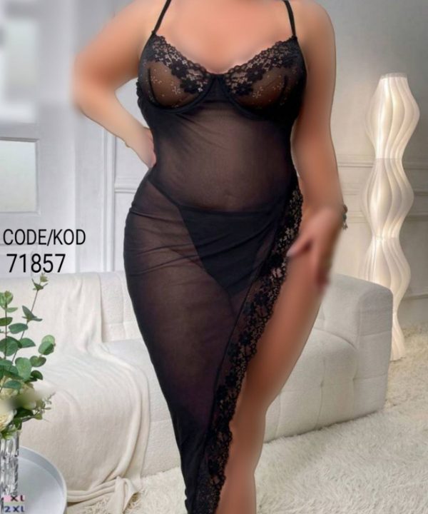 لباسخواب تور و گیپور بیگ سایز-لباس خواب توری بلند سایز بزرگ-لباس دنیرا-71857-lace long lingerie