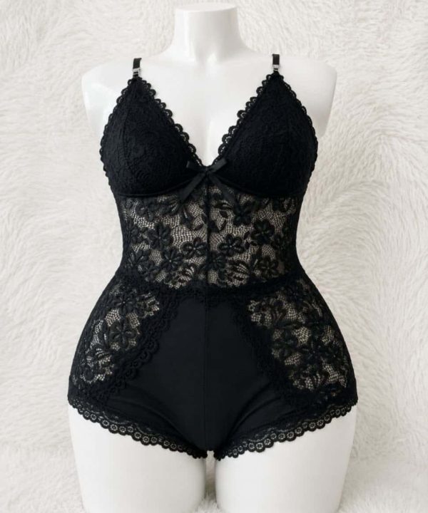 بادی سایز بزرگ لورا-لباسخواب تور-لباس خواب سایز بزرگ-81594-sexy black lace body lingerie women