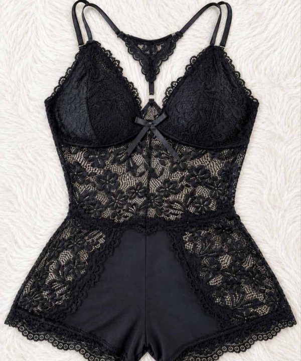 بادی سایز بزرگ لورا-لباسخواب تور-لباس خواب سایز بزرگ-81594-sexy black lace body lingerie women