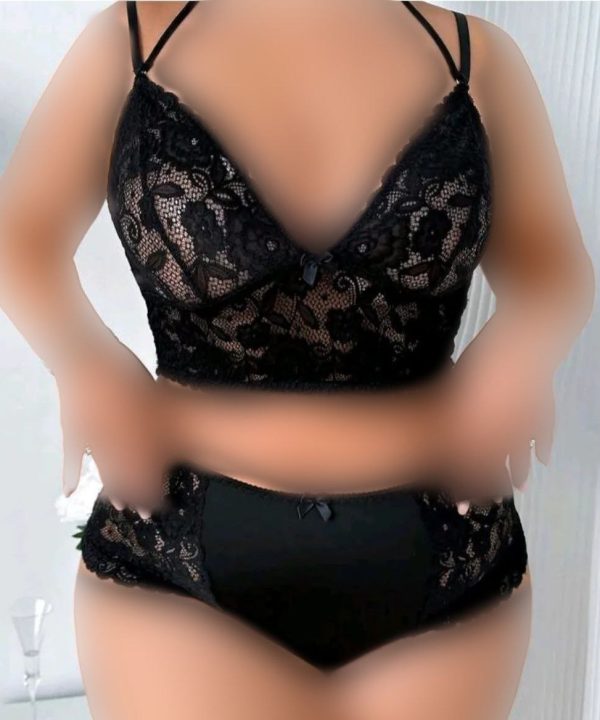 ست نیم تنه و شورت سایز بزرگ- ست توری مشکی بیگ سایز-لباس دنیرا-71860