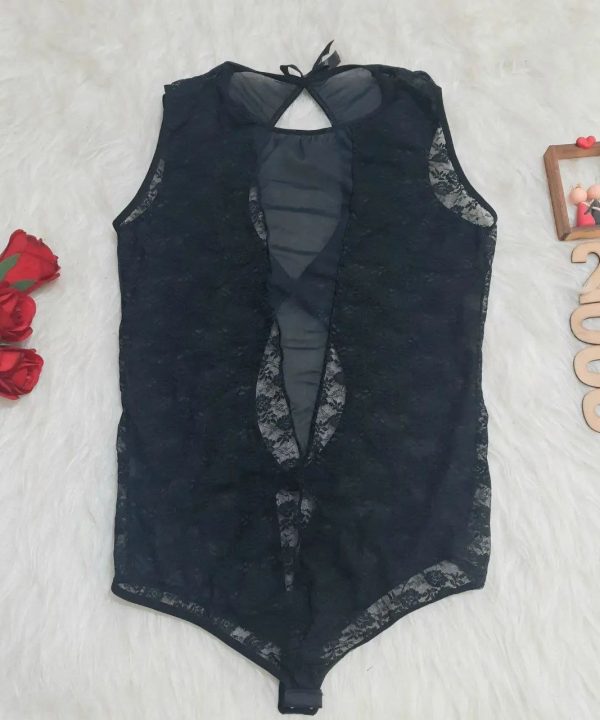 لباس خواب سکسی سایز بزرگ-لباس خواب فانتزی سایز بزرگ-لباس خواب تور مشکی-2088-open crotch sexy lace lingerie