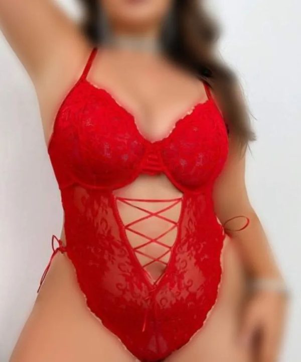 بادی قرمز سایز بزرگ-لباس خواب فانتزی سایز بزرگ-لباس خواب سایز بزرگ دنیرا-71945-sexy red lace body lingerie