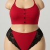 ست دو تیکه سایز بزرگ-ست تاپ و شورت بیگ سایز-لباس زیر فانتزی زنانه-لباس توری سکسی-81259-sexy red lingerie women