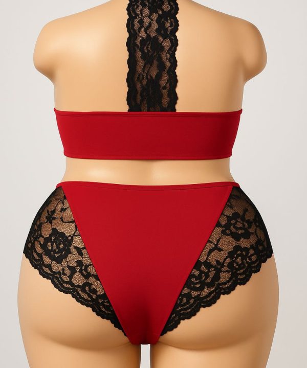 ست دو تیکه سایز بزرگ-ست تاپ و شورت بیگ سایز-لباس زیر فانتزی زنانه-لباس توری سکسی-81259-sexy red lingerie women
