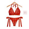 ست شورت و سوتین فنردار سایز بزرگ-ست قرمز سایز بزرگ-لباس قرمز بیگ سایز-لباس سکسی-sexy lace red bra panties lingerie
