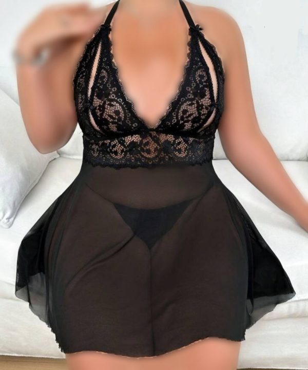 لباس خواب سکسی سایز بزرگ-لباس خواب فانتزی تور سایز بزرگ-لیاس خواب سایز بزرگ زنانه دنیرا-71928-sexy sheer lingerie