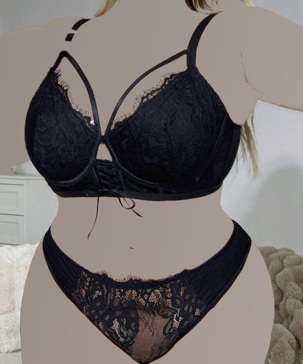 ست سوتین و شورت سایز بزرگ-شورت و سوتین سایز بزرگ-لباس زیر زنانه توری سایز بزرگ-لباس خواب سایز بزرگ-71975-sexy lace black lingerie