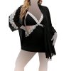 ست لباس خواب سایز بزرگ یه همراه رویدوشامبر-لباس خواب زنانه سایز بزرگ دنیرا-72029-sexy black lace lingerie with robdoshambr