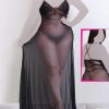 لباس خواب بلند توری سایز بزرگ-لباس خواب سایز بزرگ دنیرا-لباس تور بلند-72026-long lace black dress
