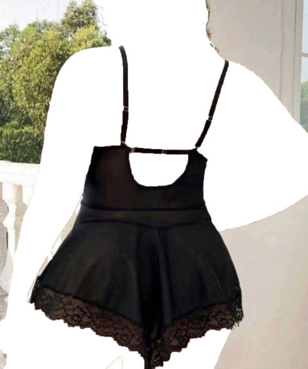 لباس خواب سایز بزرگ-لباس خواب هارنس دار-لباس خواب فانتزی-لباس زنانه دنیرا-72036-sexy lace black lingerie dress women