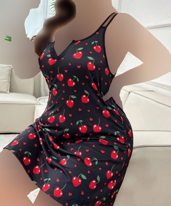 پیراهن راحتی طرح قلب گیلاسی سایز بزرگ-چیراهن زنانه سایز بزرگ دنیرا-لباس زنانه سایز بزرگ-25043