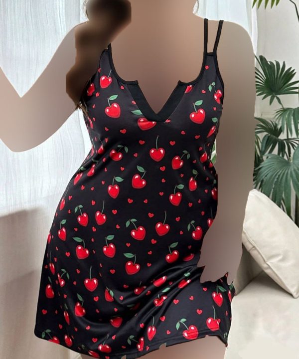 پیراهن راحتی طرح قلب گیلاسی سایز بزرگ-چیراهن زنانه سایز بزرگ دنیرا-لباس زنانه سایز بزرگ-25043