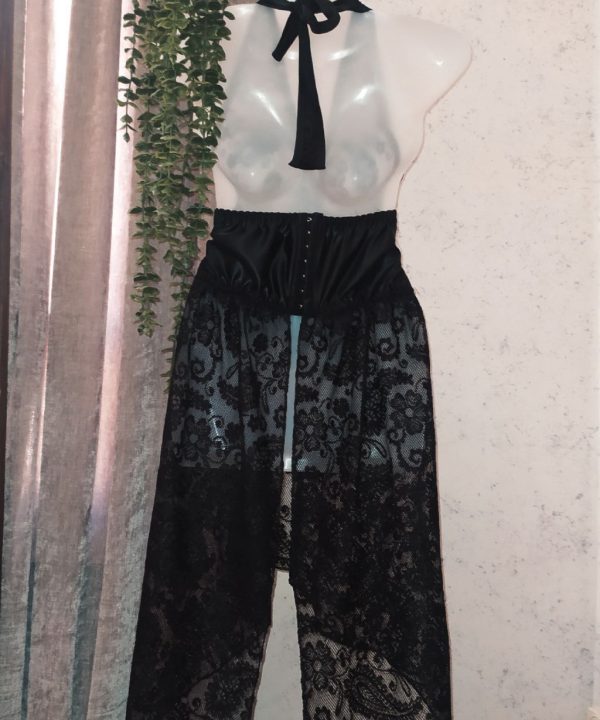 لباس خواب سایز بزرگ-لباس خواب تور-لباس خواب فانتزی-لباس زنانه دنیرا-72057-sexy sheer lace black pattern lingerie women