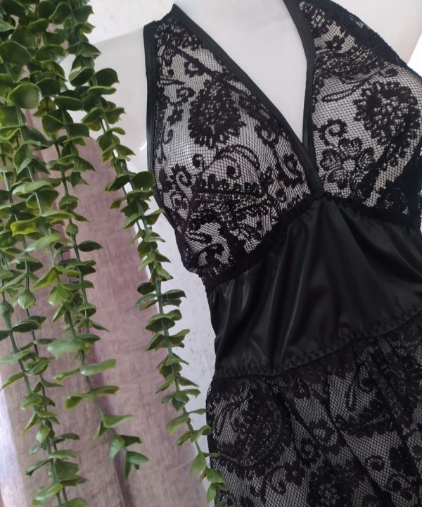 لباس خواب سایز بزرگ-لباس خواب تور-لباس خواب فانتزی-لباس زنانه دنیرا-72057-sexy sheer lace black pattern lingerie women