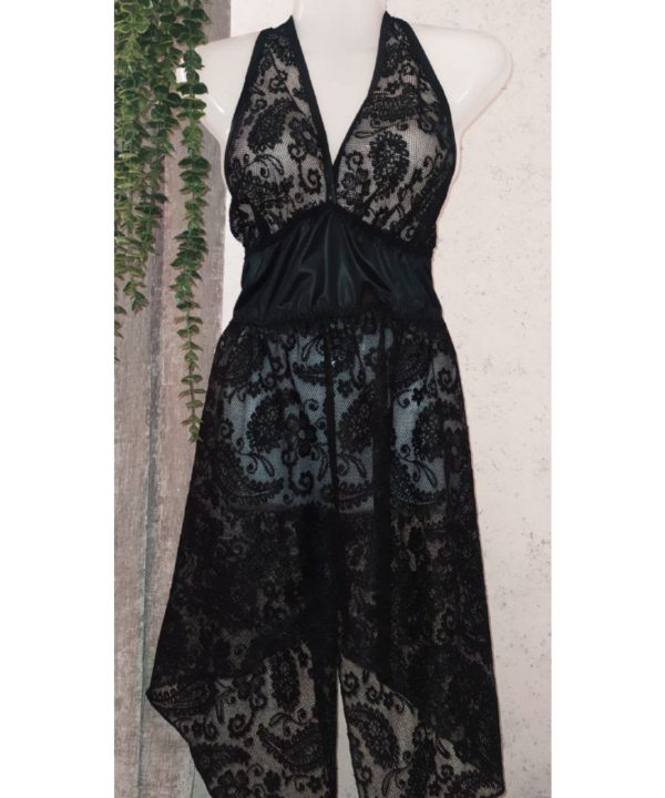 لباس خواب سایز بزرگ-لباس خواب تور-لباس خواب فانتزی-لباس زنانه دنیرا-72057-sexy sheer lace black pattern lingerie women