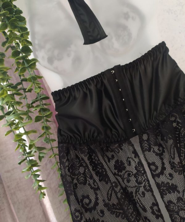 لباس خواب سایز بزرگ-لباس خواب تور-لباس خواب فانتزی-لباس زنانه دنیرا-72057-sexy sheer lace black pattern lingerie women