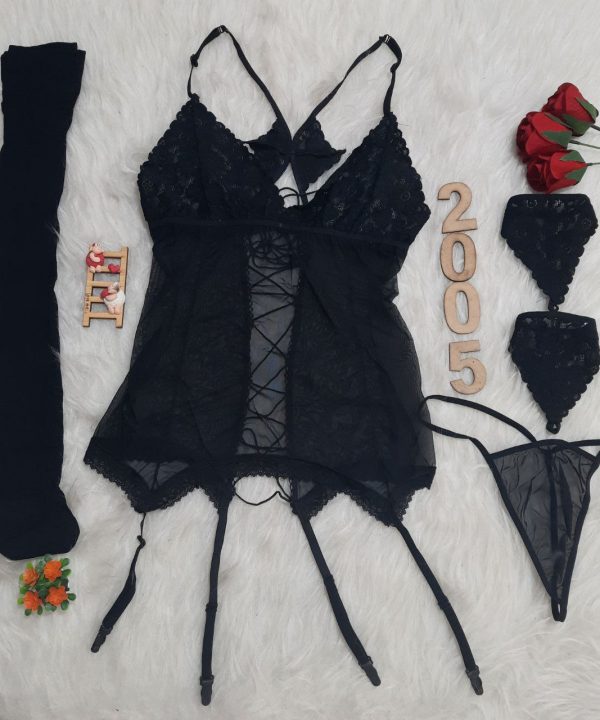 لباس خواب سایز بزرگ-لباس خواب فانتزی-لباس خواب بیگ سایز-لباس سکسی تور-2005-sexy black lace lingerie women