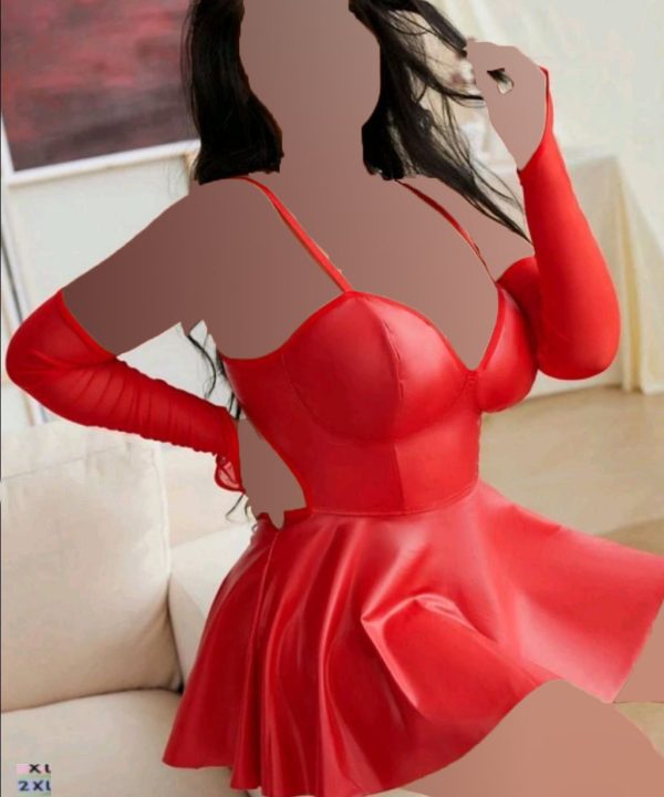 لباس خواب چرم فانتزی سایز بزرگ-لباس خواب سایز بزرگ-لباس خواب دنیرا-72052-sexy leather lingerie red women