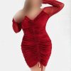 پیراهن زنانه سایز بزرگ-پیراهن ممخمل-پیراهن زنانه بلند-لباس دنیرا-sexy red dress women