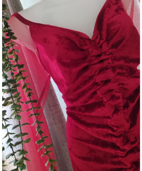 پیراهن زنانه سایز بزرگ-پیراهن ممخمل-پیراهن زنانه بلند-لباس دنیرا-sexy red dress women