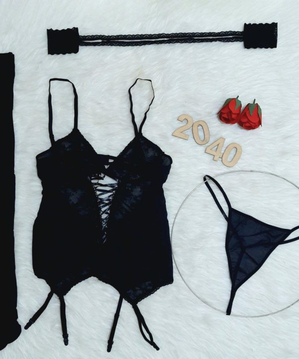 لباس خواب سایز بزرگ-لباس خواب بیگ سایز-لباس خواب فانتزی-لباس زنانه دنیرا-2040-sexy black lace lingerie