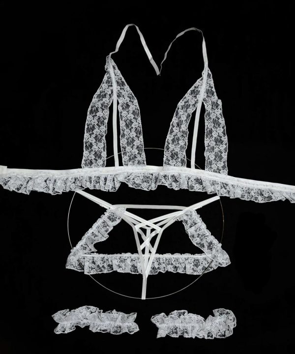 ست فانتزی عروس-5203-لباس خواب عروس-sexy white bridal lingerie women
