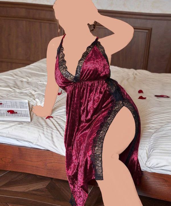 لباس خواب سایز بزرگ-لباس خواب مخمل زنانه-لباس خواب بیگ سایز دنیرا-لباس خواب بنفش قرمز مشکی نقره ای-72100-long colored velvet lingerie dress women