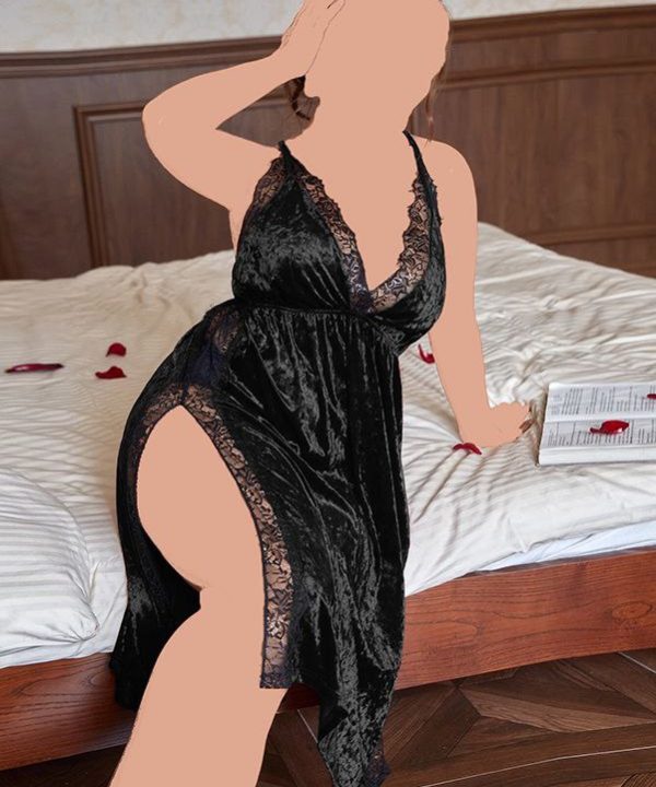 لباس خواب سایز بزرگ-لباس خواب مخمل زنانه-لباس خواب بیگ سایز دنیرا-لباس خواب بنفش قرمز مشکی نقره ای-72100-long colored velvet lingerie dress women