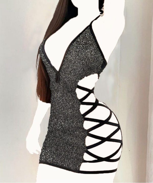 لباس فانتزی زنانه سکسی-پیراهن پارتی-لباس زنانه ضربدری-لیاس سکسی-1068-sexy dress women