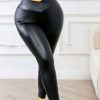 لگ چرم سایز بزرگ-شلوار چرم مشکی-لگ بیگ سایز-لگ زنانه-72137-black leather legging
